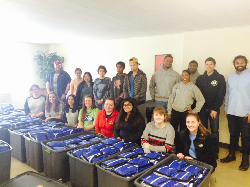 Volunteers with their kits